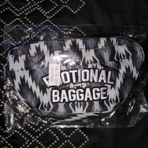 Black grey and white emotional baggage fanny pack